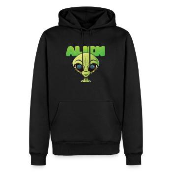 Alienkopf - Männer Premium Bio Hoodie - Schwarz - Vorne - Nico (187cm)