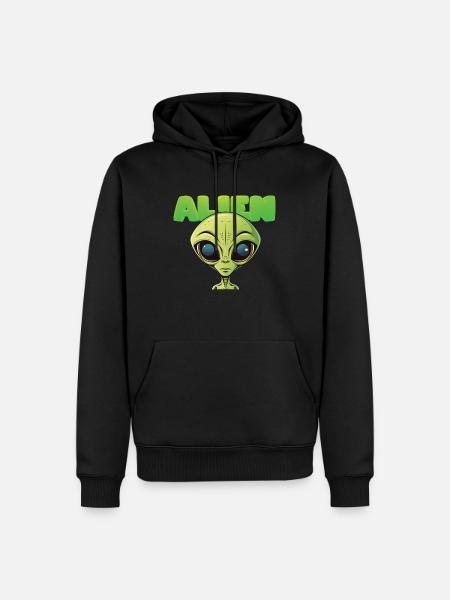 Alienkopf - Männer Premium Bio Hoodie - Schwarz