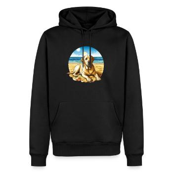Laborhund am Strand Zeichnung - Männer Premium Bio Hoodie - Schwarz - Vorne - Nico (187cm)