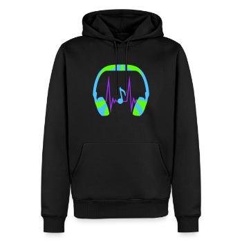 Kopfhörer Note Musiknote Puls Frequenz Herzschlag - Männer Premium Bio Hoodie - Schwarz - Vorne - Nico (187cm)