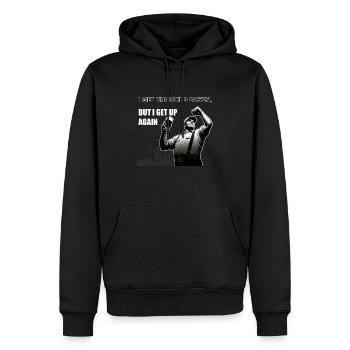 aber ich stehe wieder auf - Männer Premium Bio Hoodie - Schwarz - Vorne - Nico (187cm)