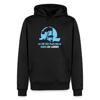 050s LA VIE EST BELLE2 - Sweat à capuche Premium bio Homme - noir - Devant - Nico (187cm)