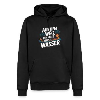 Aus dem Weg, ich muss aufs Wasser - Männer Premium Bio Hoodie - Schwarz - Vorne - Nico (187cm)
