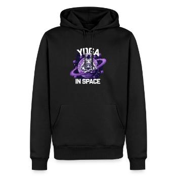 Yoga im Weltraum - Männer Premium Bio Hoodie - Schwarz - Vorne - Nico (187cm)
