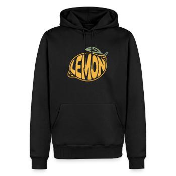 Zitrone - Cooles Frucht-Logo - Männer Premium Bio Hoodie - Schwarz - Vorne - Nico (187cm)