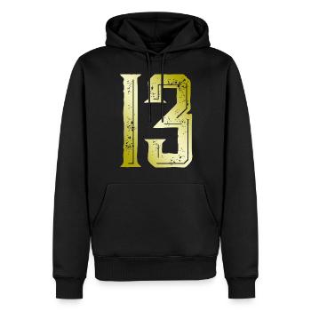 13 Zahl Symbol - Männer Premium Bio Hoodie - Schwarz - Vorne - Nico (187cm)