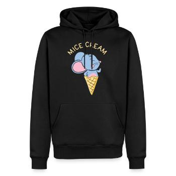 Souris crème Souris Drôles Jeux de mots sur les animaux - Sweat à capuche Premium bio Homme - noir - Devant - Nico (187cm)