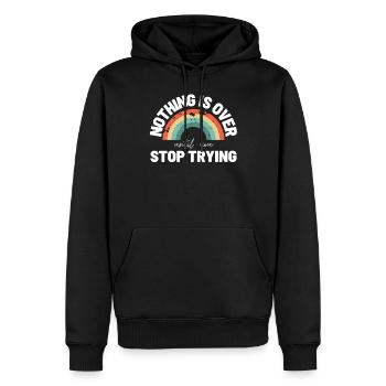 Chemises à slogans Dictons de motivation Citations motivantes - Sweat à capuche Premium bio Homme - noir - Devant - Nico (187cm)