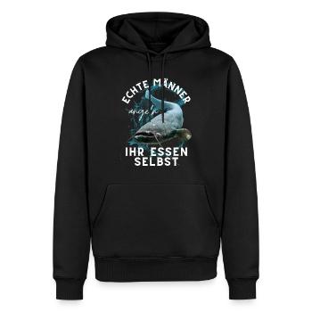ECHTE MÄNNER - Angler angeln ANGEL - Männer Premium Bio Hoodie - Schwarz - Vorne - Nico (187cm)