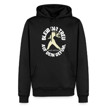 BLEIB DIR TREU Sprücheshirts Motivationssprüche - Männer Premium Bio Hoodie - Schwarz - Vorne - Nico (187cm)