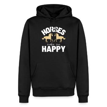 Pferd Pferde Pferdeliebe horse - Geschenkidee - Männer Premium Bio Hoodie - Schwarz - Vorne - Nico (187cm)