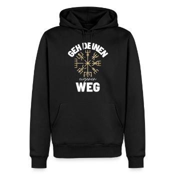 Wegweiser RUNEN viking CELTIC - VEGVISIR - Männer Premium Bio Hoodie - Schwarz - Vorne - Nico (187cm)