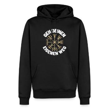 Wegweiser RUNEN viking CELTIC - VEGVISIR - Männer Premium Bio Hoodie - Schwarz - Vorne - Nico (187cm)