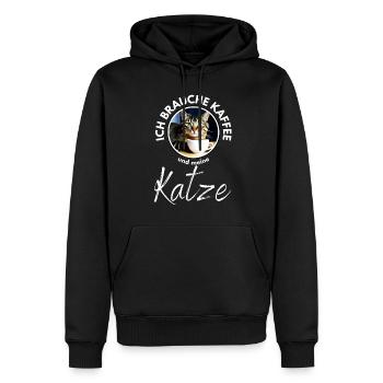 Katze Katzen Kaffee - Männer Premium Bio Hoodie - Schwarz - Vorne - Nico (187cm)
