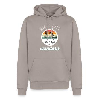 WANDERN Berge Bergsteigen WANDERWEG - Männer Premium Bio Hoodie - Taupe - Vorne - Nico (187cm)