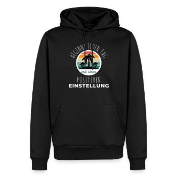 POSITIVE EINSTELLUNG MINDSET Motivation - Männer Premium Bio Hoodie - Schwarz - Vorne - Nico (187cm)
