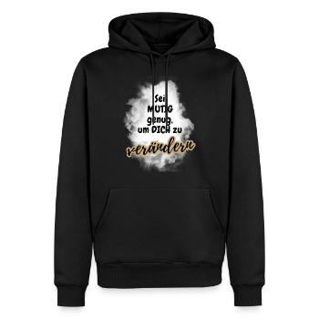 POSITIVE EINSTELLUNG MINDSET Motivation - Männer Premium Bio Hoodie - Schwarz - Vorne - Nico (187cm)