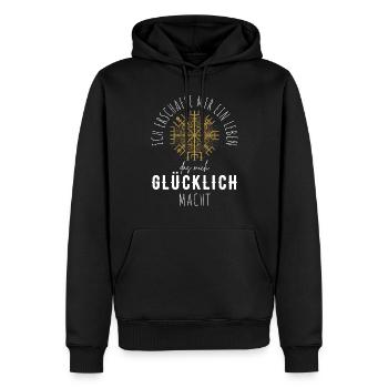 Wegweiser Motivation - VEGVISIR - Männer Premium Bio Hoodie - Schwarz - Vorne - Nico (187cm)