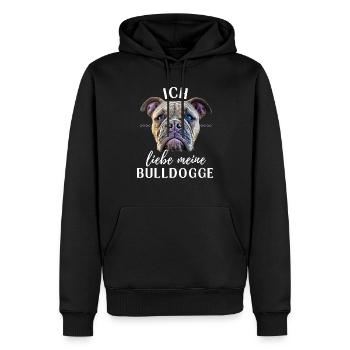 ICH LIEBE MEINE Bulldogge Bulldog Bulldoggen - Männer Premium Bio Hoodie - Schwarz - Vorne - Nico (187cm)