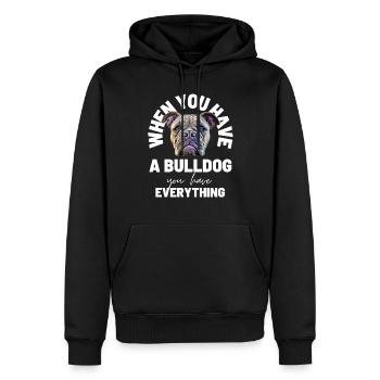 Bulldogge - NÅR DU HAR EN BULLDOG - Bulldoggen - Herre Premium økologisk hoodie - sort - Foran - Nico (187cm)