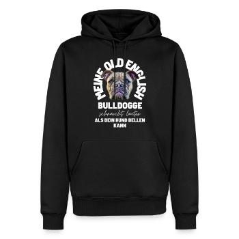 Bulldog SNORES LOUDER ... Bulldog Bulldogs - Men’s Premium Organic Hoodie - black - Front - Nico (187cm)