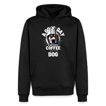 EIN GUTER TAG BEGINNT ... HUND Hunde Kaffee - Männer Premium Bio Hoodie - Schwarz - Vorne - Nico (187cm)