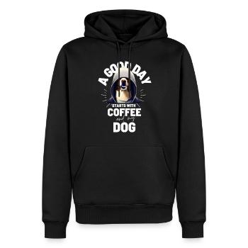 EIN GUTER TAG BEGINNT ... HUND Hunde Kaffee - Männer Premium Bio Hoodie - Schwarz - Vorne - Nico (187cm)