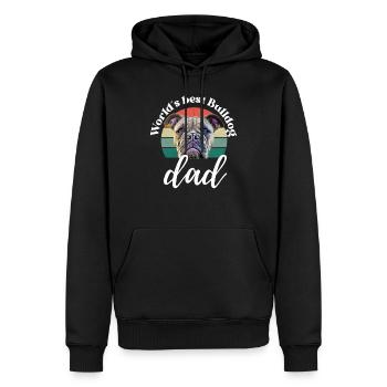 LE MEILLEUR PAPA BOULEDOGUE DU MONDE ... Chien Chien Bulldog - Sweat à capuche Premium bio Homme - noir - Devant - Nico (187cm)