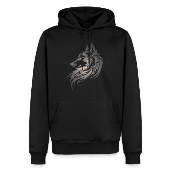 Wolf Silhouette Tribal Tattoo Style Animal Nature Fan - Sweat à capuche Premium bio Homme - noir - Devant - Nico (187cm)