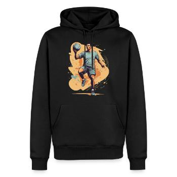 Joueur de handball Streetwear Style iconique - Sweat à capuche Premium bio Homme - noir - Devant - Nico (187cm)