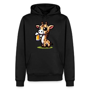 Cute Giraffe Drinking Beer - Männer Premium Bio Hoodie - Schwarz - Vorne - Nico (187cm)
