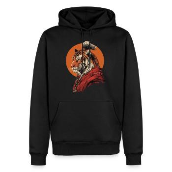 Moine Tigre - Sweat à capuche Premium bio Homme - noir - Devant - Nico (187cm)