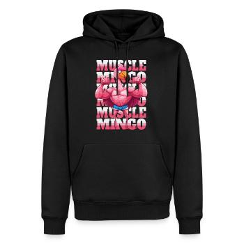 Flamant rose Muscles Fitness Musculation Drôle Humour - Sweat à capuche Premium bio Homme - noir - Devant - Nico (187cm)
