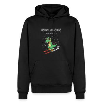 Lenzerheide Graubünden Schweiz Retro Ski T-Rex - Männer Premium Bio Hoodie - Schwarz - Vorne - Nico (187cm)