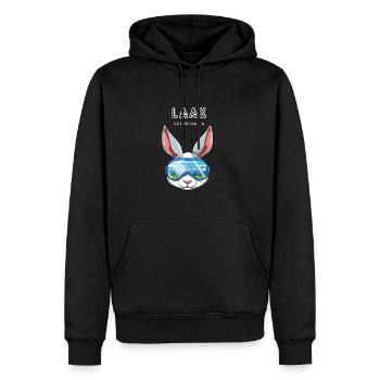 Laax Graubünden Schweiz Retro Ski Hase - Männer Premium Bio Hoodie - Schwarz - Vorne - Nico (187cm)