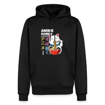 Anime Ramen und Skizzieren - Otaku Lucky Cat - Männer Premium Bio Hoodie - Schwarz - Vorne - Nico (187cm)