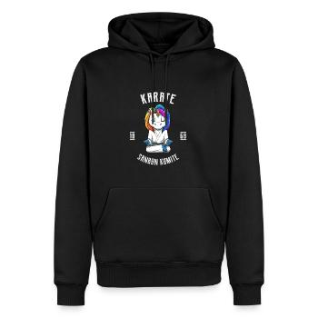 Karate Einhorn - Männer Premium Bio Hoodie - Schwarz - Vorne - Nico (187cm)