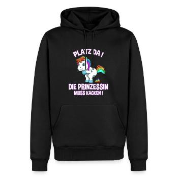 Ich muss kacken - Prinzessin Einhorn Kacken - Männer Premium Bio Hoodie - Schwarz - Vorne - Nico (187cm)