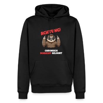 Lustiges Faultier - Schlecht Gelaunt - Männer Premium Bio Hoodie - Schwarz - Vorne - Nico (187cm)