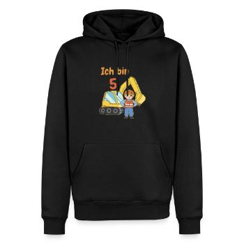 5 Geburtstag Bagger T-Shirt Junge - 5 Jahre - Männer Premium Bio Hoodie - Schwarz - Vorne - Nico (187cm)