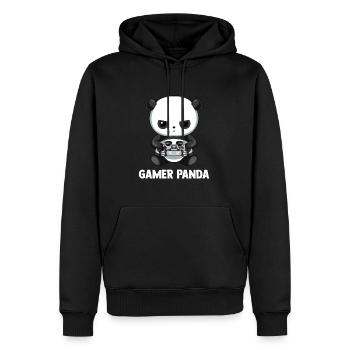 Gamer Panda Shirt - Gaming Panda - Männer Premium Bio Hoodie - Schwarz - Vorne - Nico (187cm)