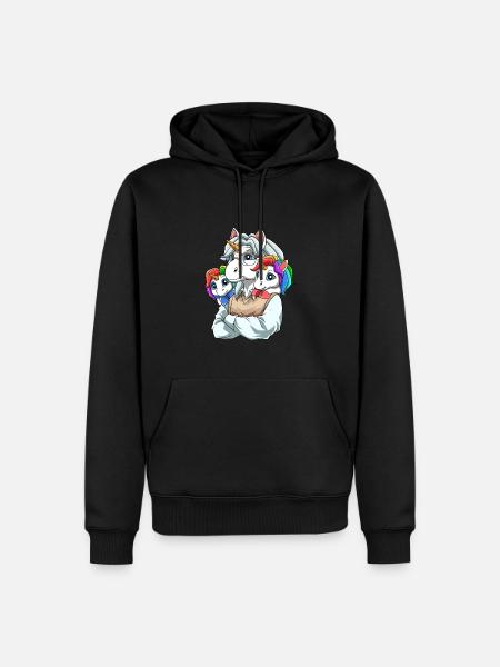 Enkelkinder und Großvater Einhörner - Männer Premium Bio Hoodie - Schwarz
