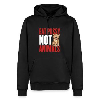 Mangez de la chatte pas des animaux - Sweat à capuche Premium bio Homme - noir - Devant - Nico (187cm)
