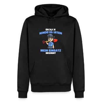 Kindergarten Shirt Polizei - Kita Polizei Junge - Männer Premium Bio Hoodie - Schwarz - Vorne - Nico (187cm)