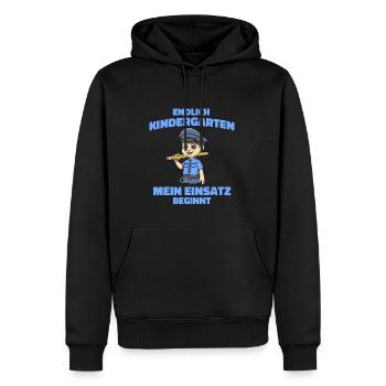 Kindergarten Shirt Polizei - Kita Spielplatz - Männer Premium Bio Hoodie - Schwarz - Vorne - Nico (187cm)