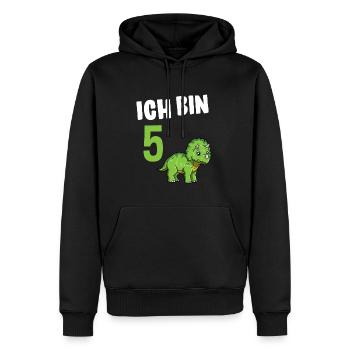 5 Geburtstag Dinosaurier 5 Jahre Alt Geschenk - Männer Premium Bio Hoodie - Schwarz - Vorne - Nico (187cm)