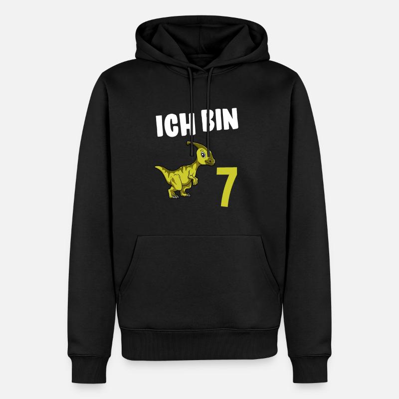 7 Geburtstag Dino - 7 Jähriger Geschenk Junge - Männer Premium Bio Hoodie - Schwarz