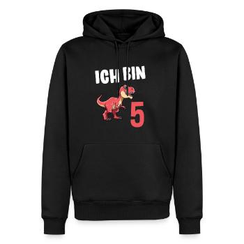 5 Geburtstag T-Rex - 5 Jahre Alt Geschenk Junge - Männer Premium Bio Hoodie - Schwarz - Vorne - Nico (187cm)