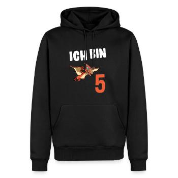 5 Geburtstag Dinosaurier 5 Jahre Geschenk - Männer Premium Bio Hoodie - Schwarz - Vorne - Nico (187cm)