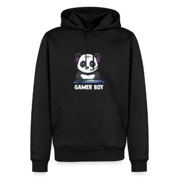 Zocken Jungs Panda - Computerspiele Videospiele - Männer Premium Bio Hoodie - Schwarz - Vorne - Nico (187cm)